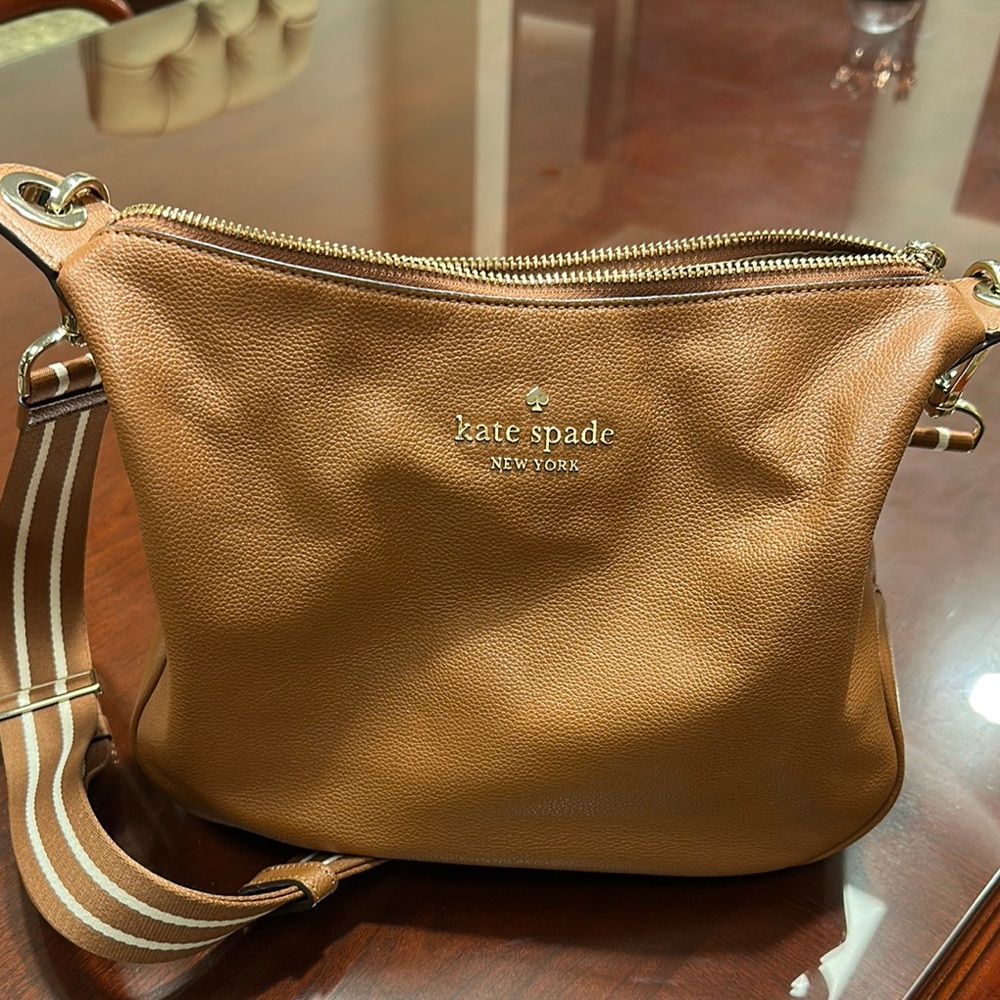 Kate Spade Brown Crossbody Bag with Gold Accents